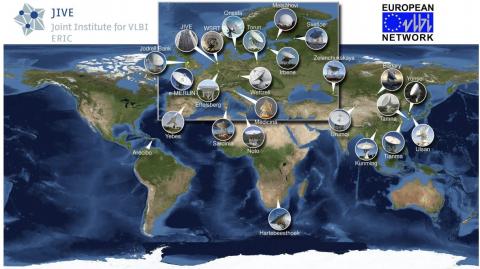 Image: EVN Telescopes around the world. © Paul Boven / JIVE 